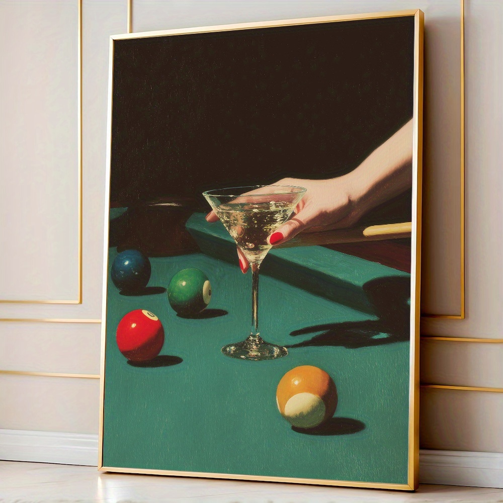 Vintage Home Textiles - 1pc Vintage Billiards Cocktail Poster, Frameless