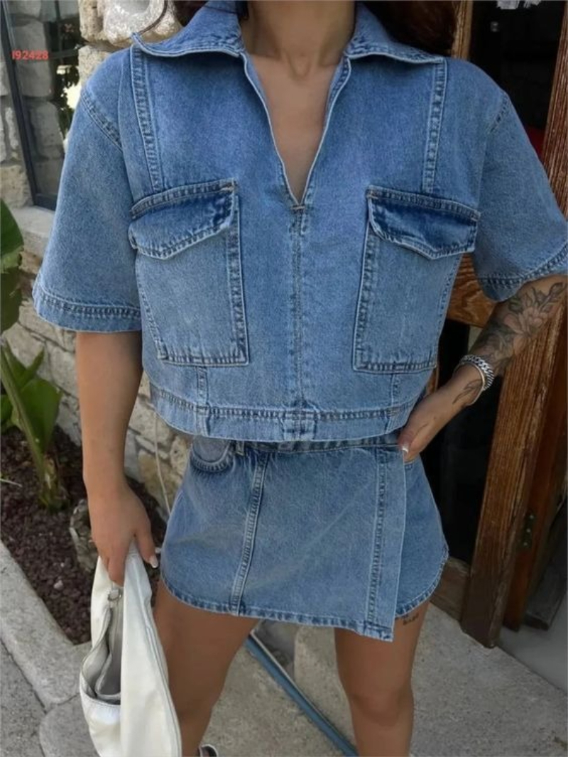 Quilt Cotton Summer - Women's 2 Piece Denim Outfits y2k