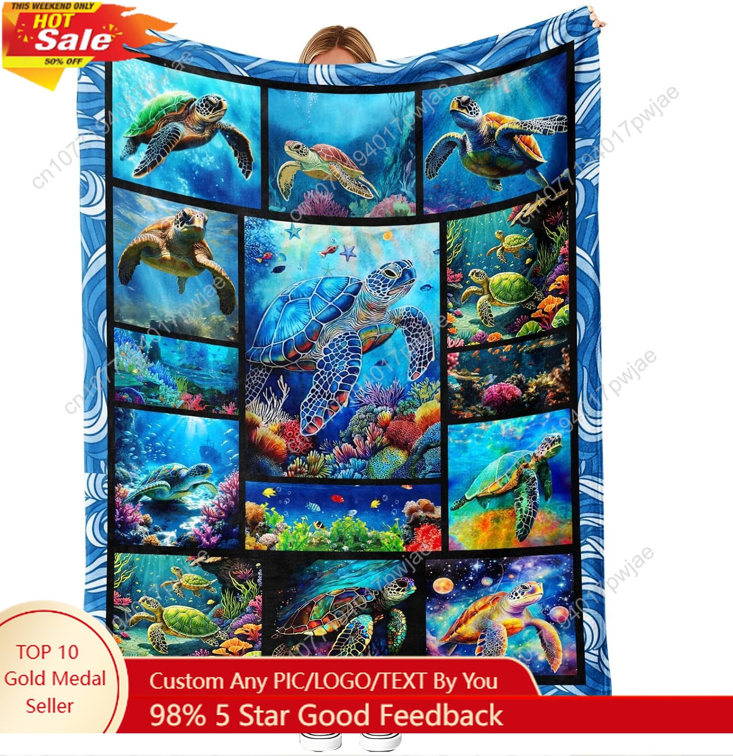Sea Turtle Flannel Throw Blank - Home Textiles Usa avaliação e preço