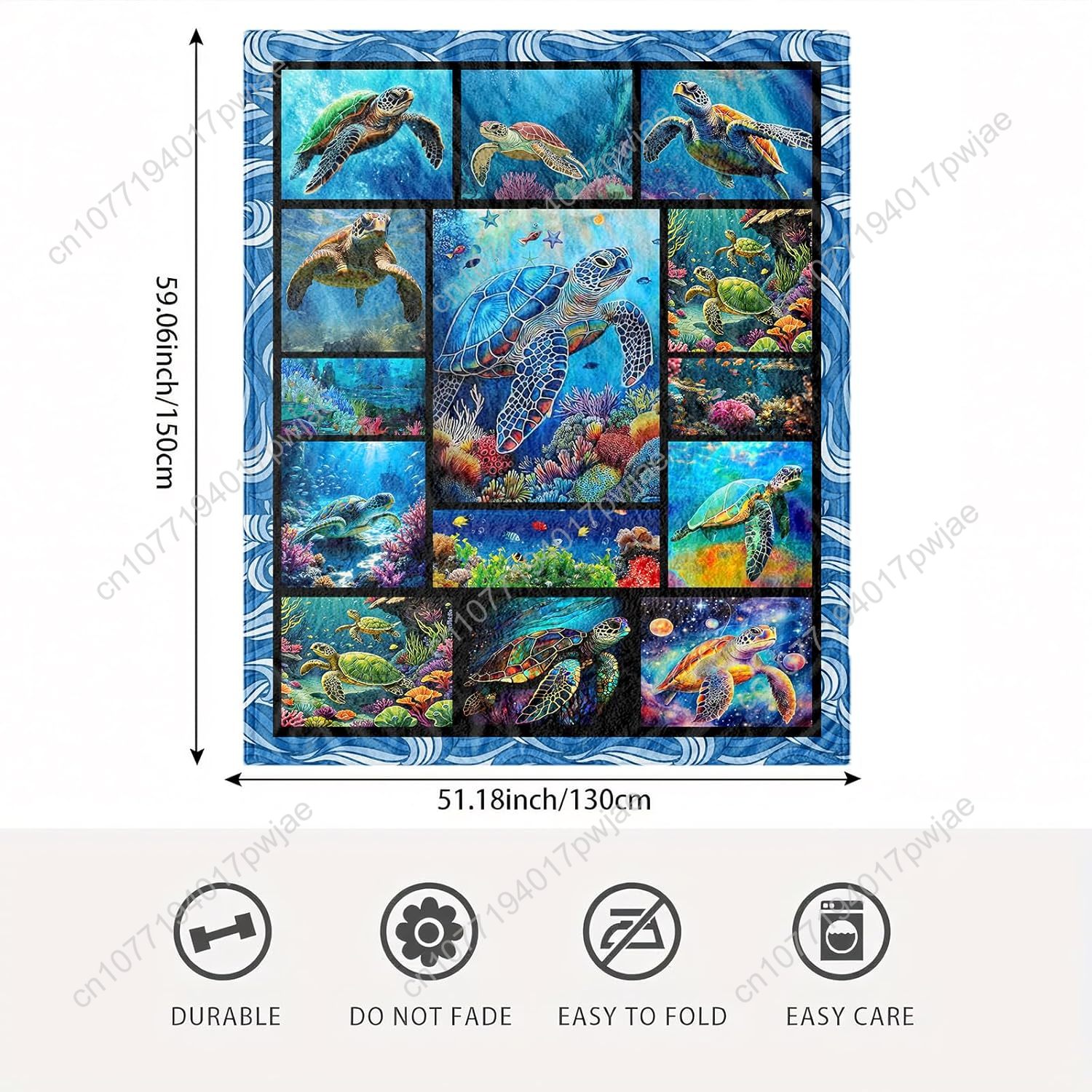 Sea Turtle Flannel Throw Blank - Home Textiles Usa avaliação e preço