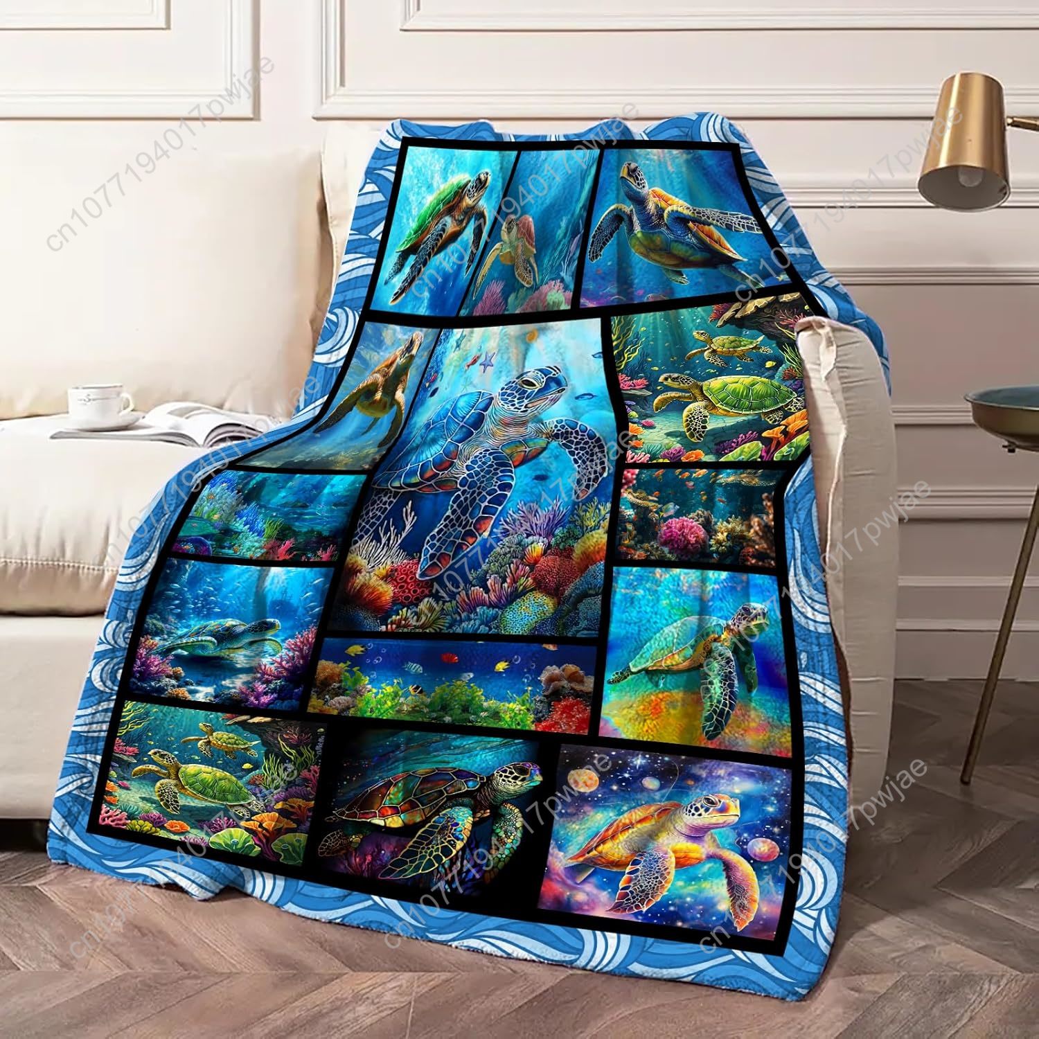 Sea Turtle Flannel Throw Blank - Home Textiles Usa avaliação e preço