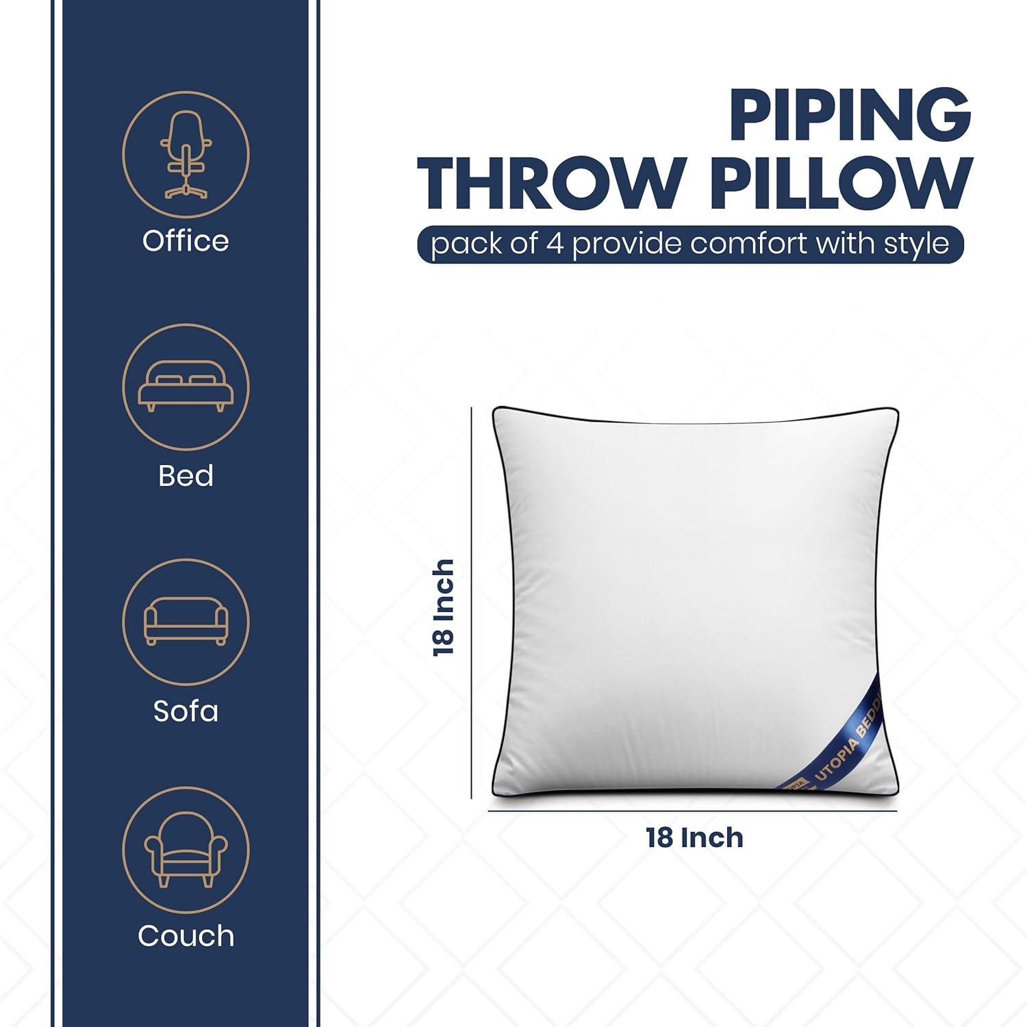4-Pack 18x18 Inch White Throw  - Pillow Insert 18X18 avaliação e preço