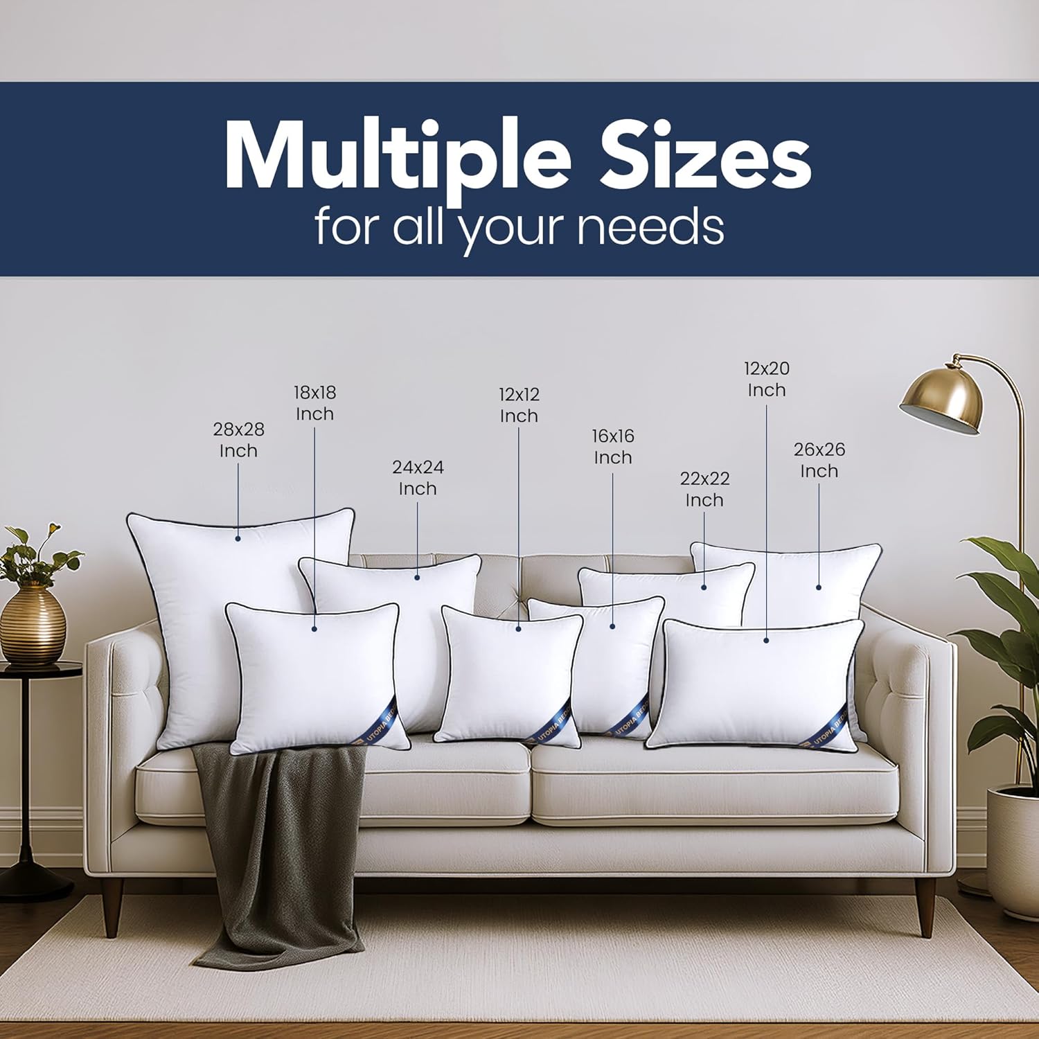 4-Pack 18x18 Inch White Throw  - Pillow Insert 18X18 avaliação e preço