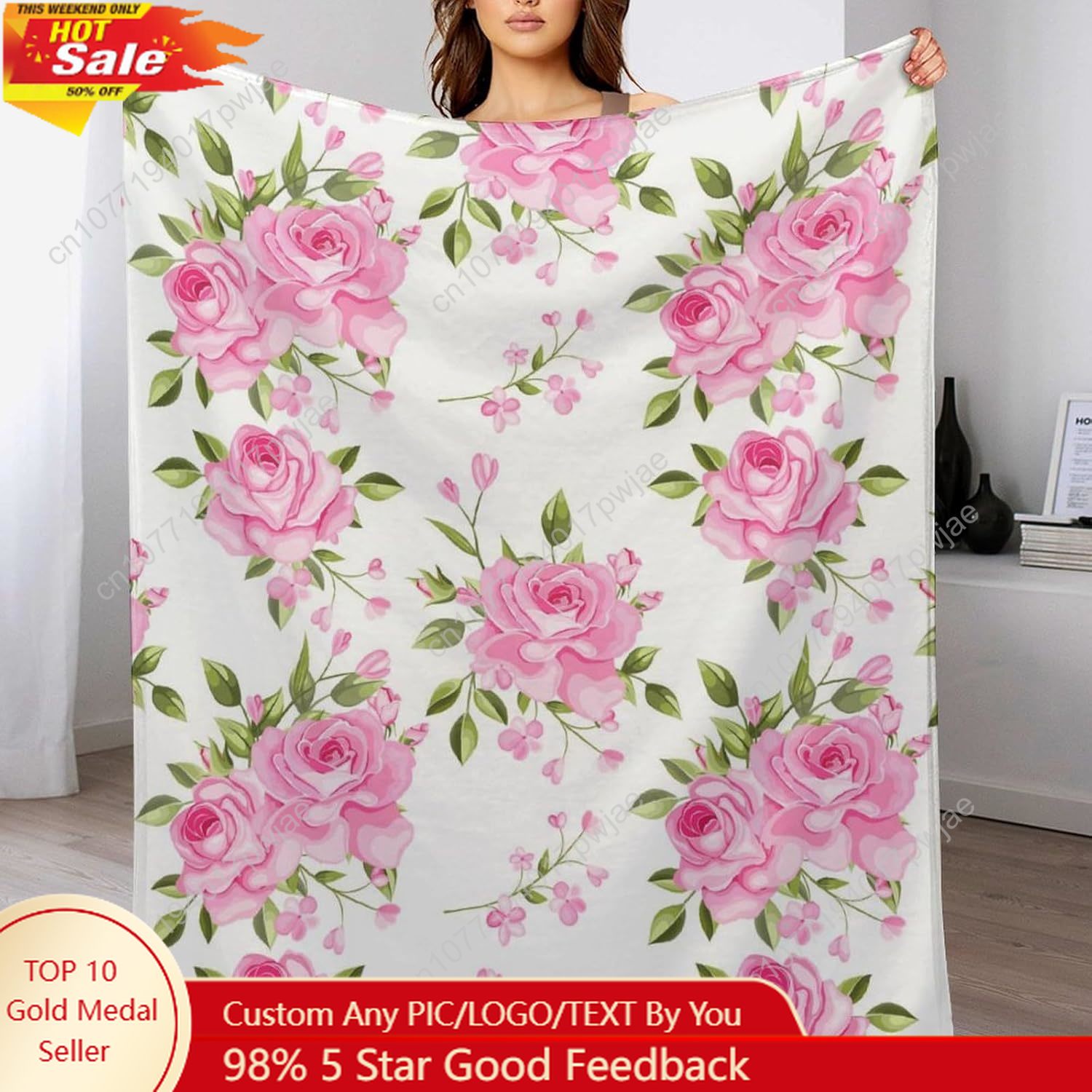 Pink Flower Throw Blanket Flor - Home Textiles Usa avaliação e preço