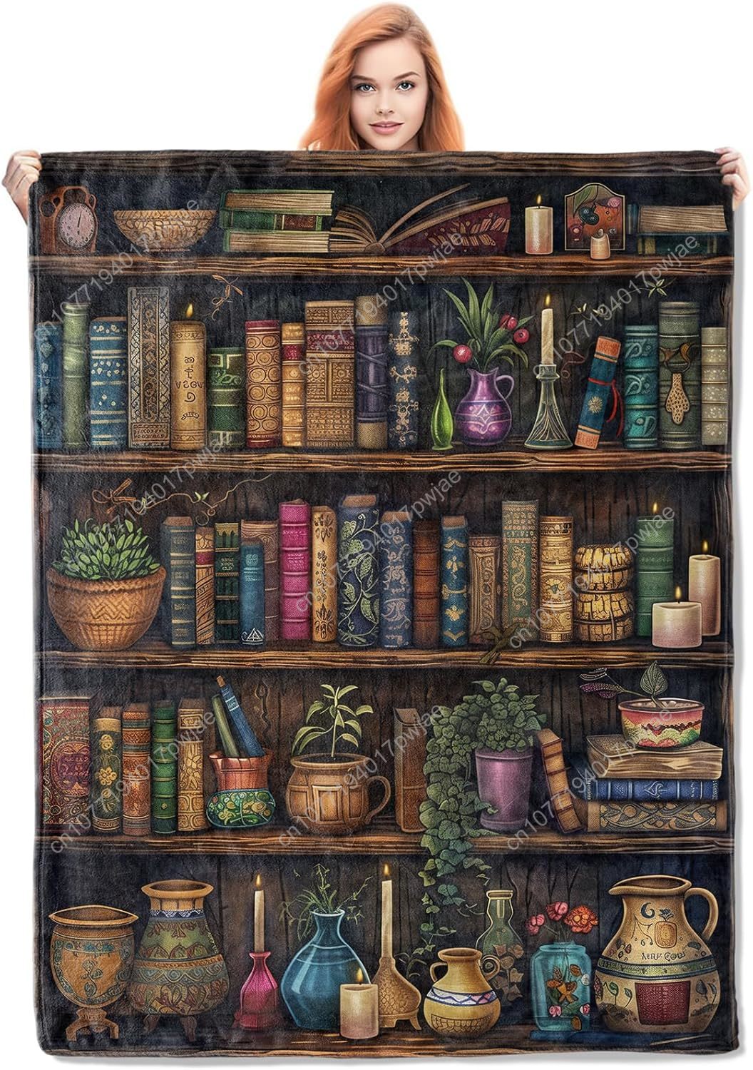 Vintage Bookshelf Blanket Read - Home Textiles Usa avaliação e preço