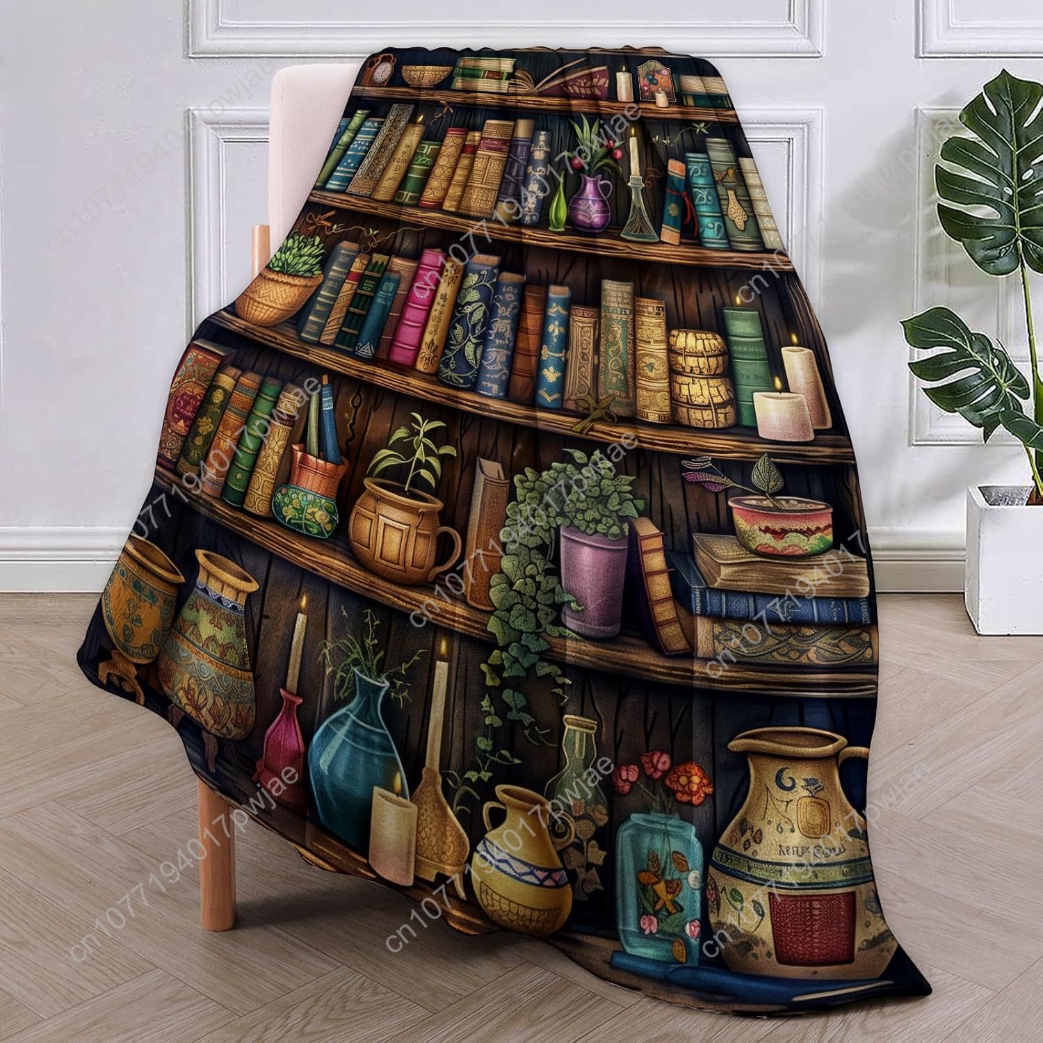 Vintage Bookshelf Blanket Read - Home Textiles Usa avaliação e preço