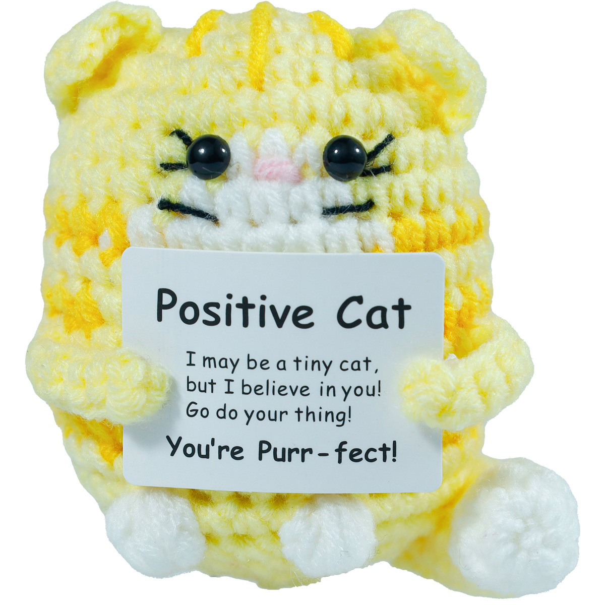 Funny Crochet Positive Cat Dol - Home Textiles Today avaliação e preço