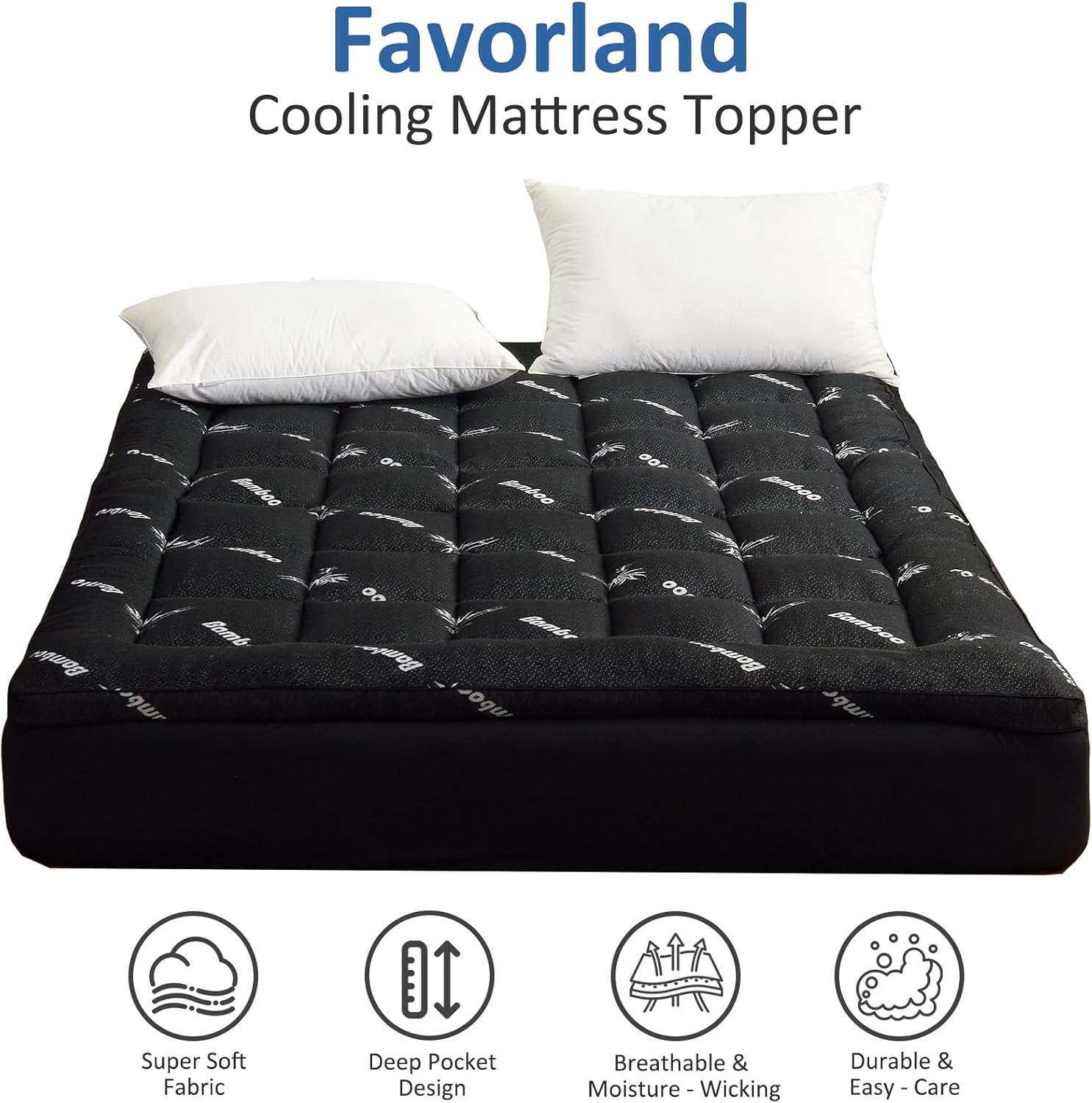 King Size Cooling Bamboo Mattr - Mattress Pad Topper avaliação e preço