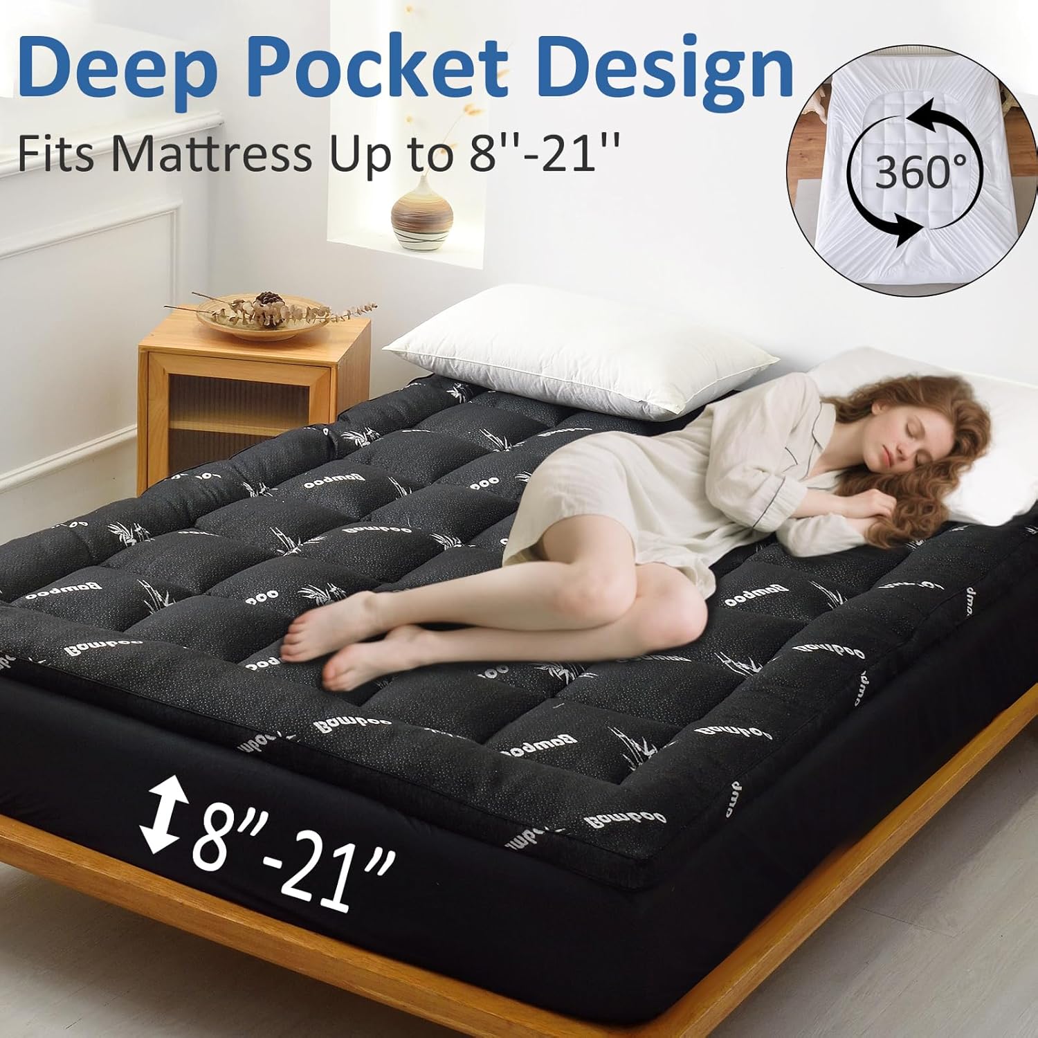 King Size Cooling Bamboo Mattr - Mattress Pad Topper avaliação e preço