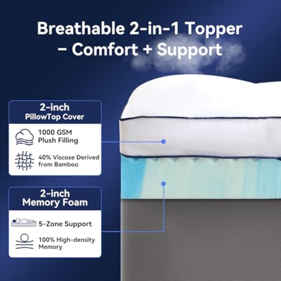 Size 4 Inch Dual Layer Mattres - Mattress Pad Topper avaliação e preço
