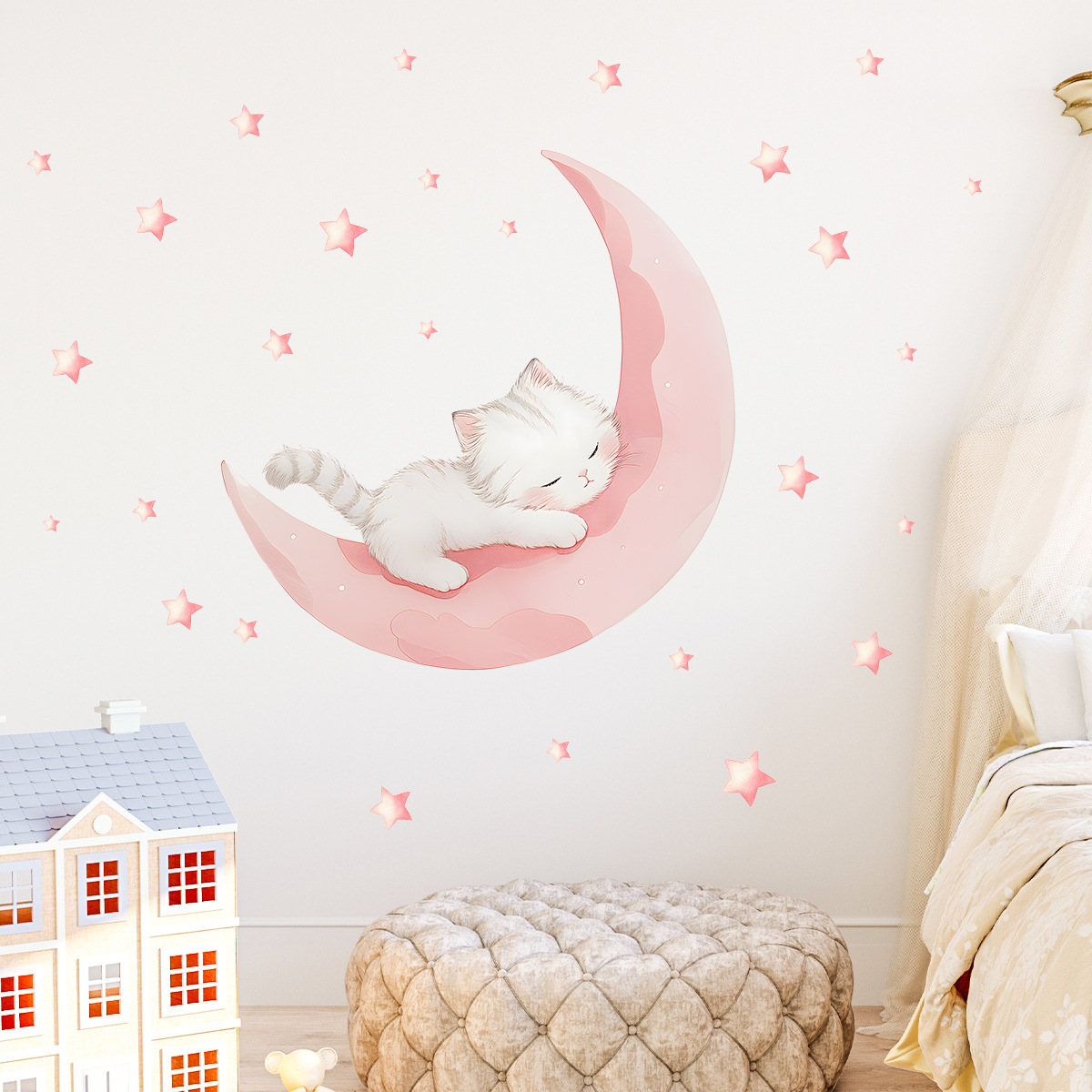 Cartoon Pink Moon Cute Cat Sle - Xt Home Textiles avaliação e preço