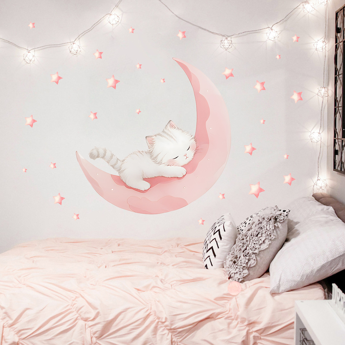 Cartoon Pink Moon Cute Cat Sle - Xt Home Textiles avaliação e preço