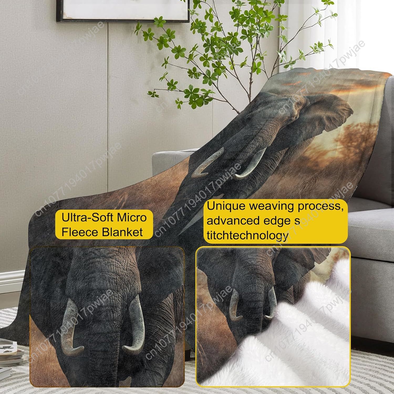 Elephant Fleece Blanket, Reali - Home Textiles Usa avaliação e preço