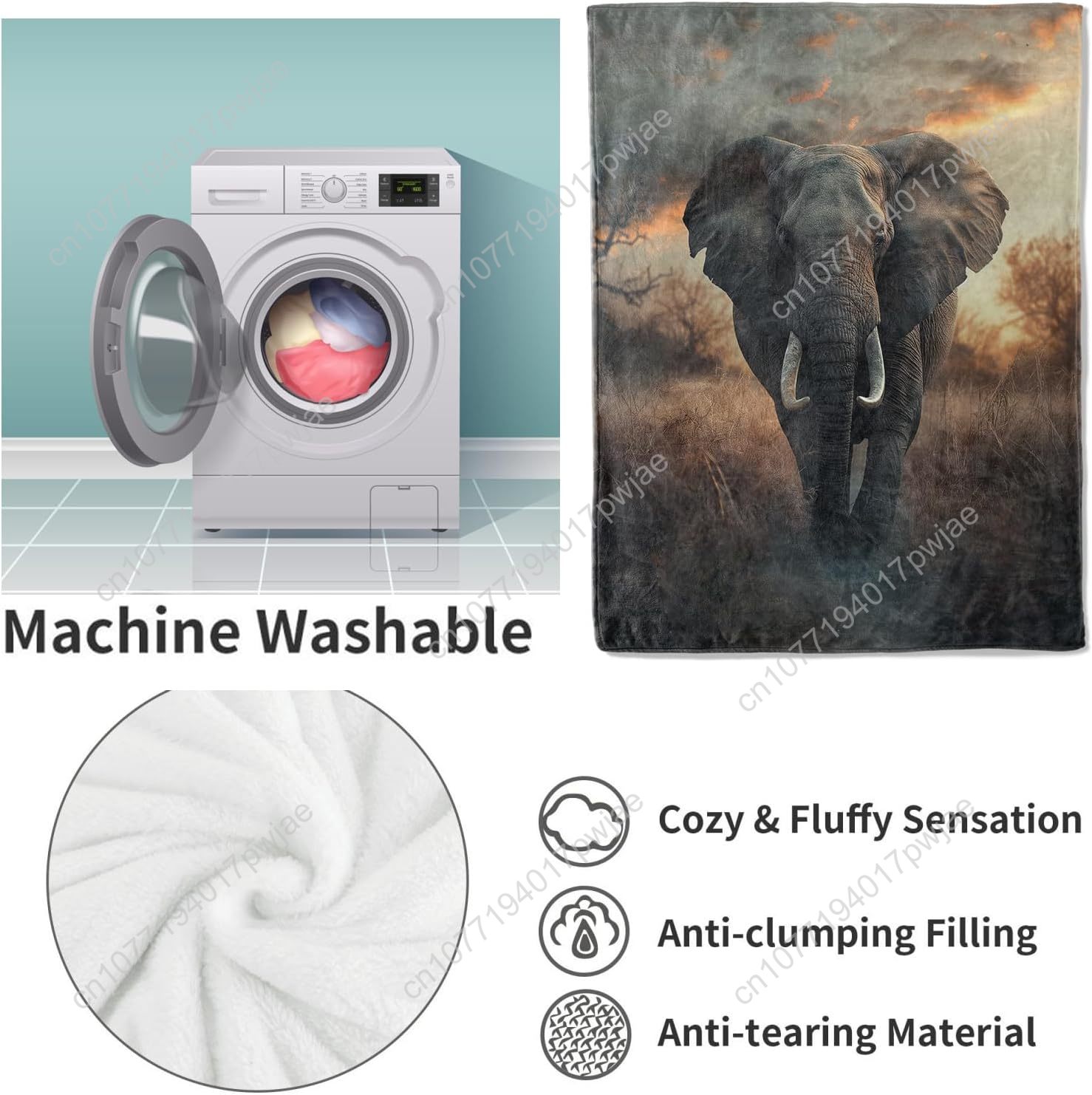Elephant Fleece Blanket, Reali - Home Textiles Usa avaliação e preço