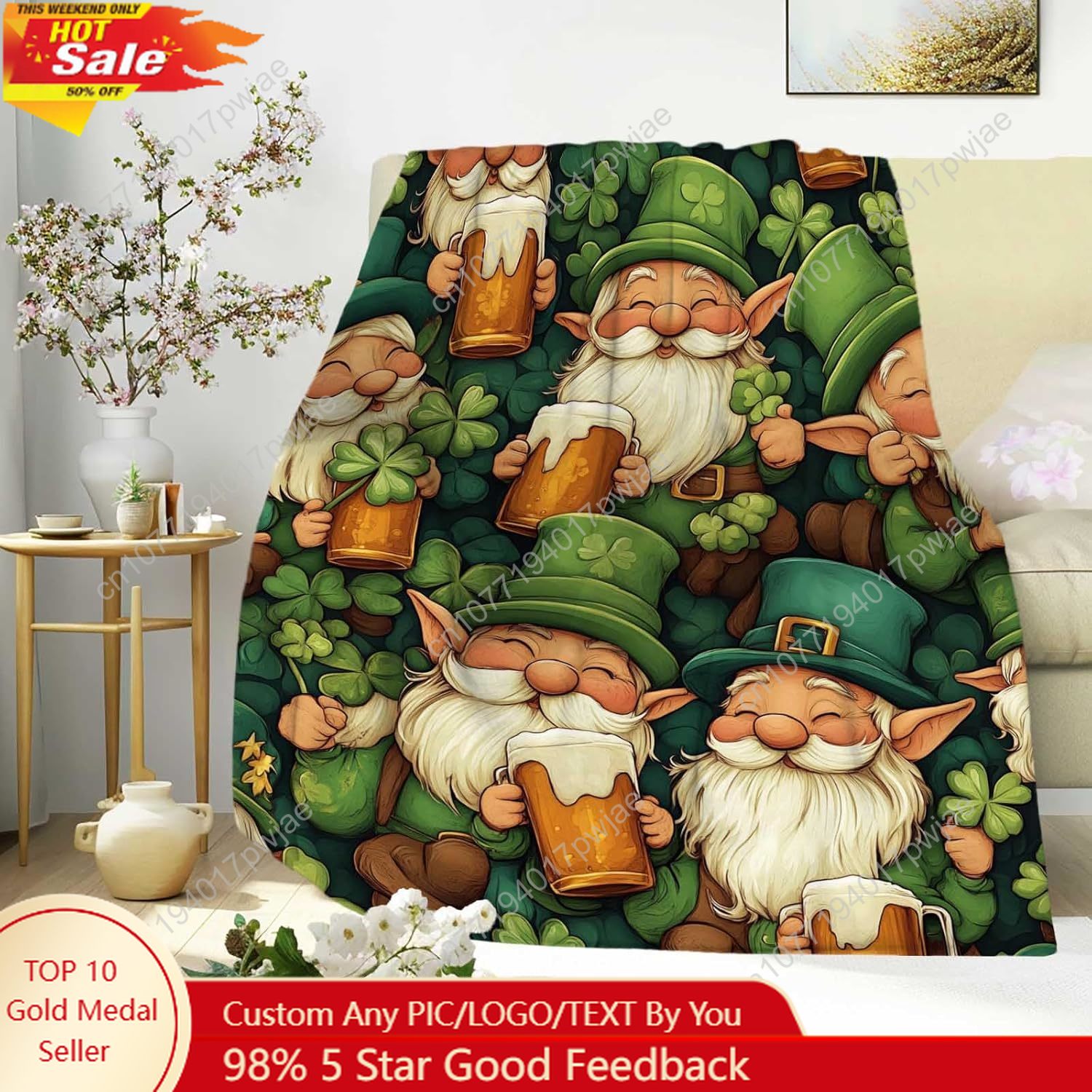 St. Patrick’s Day Gnome Throw  - Home Textiles Usa avaliação e preço