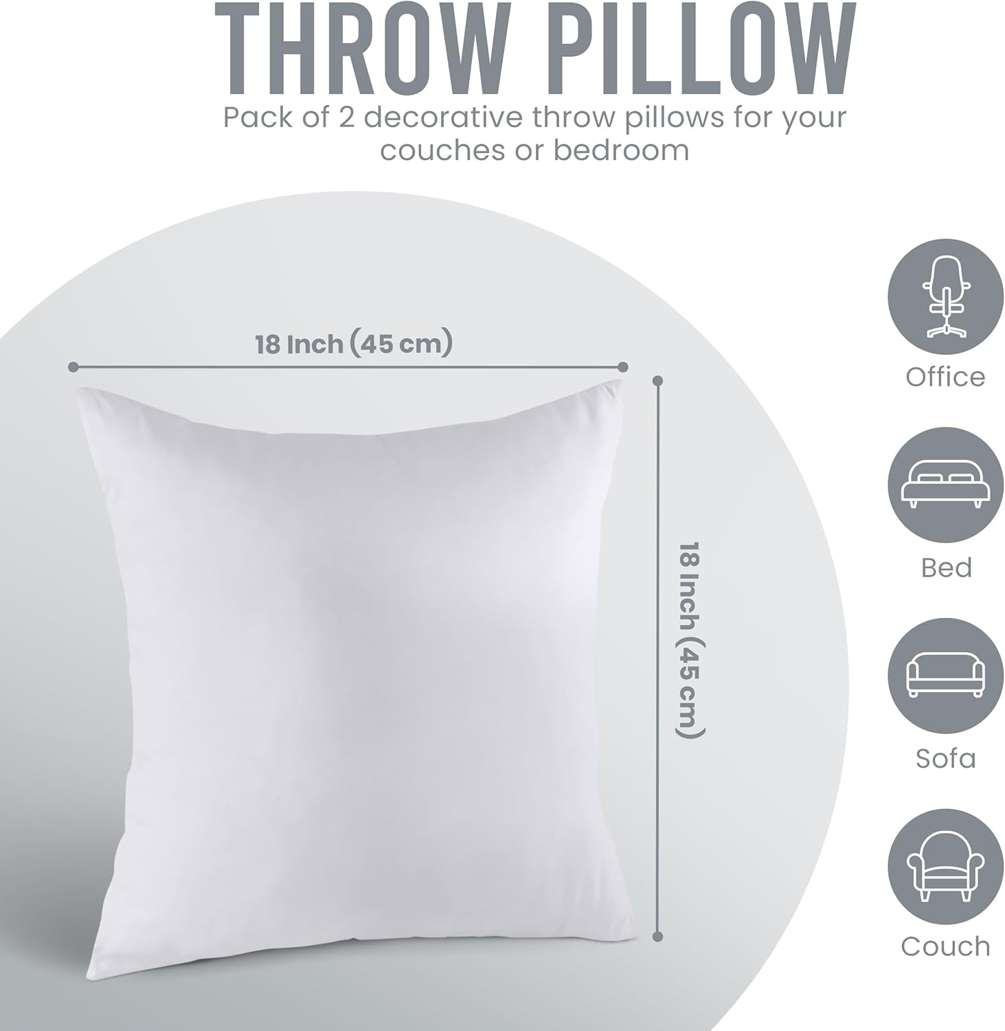 18x18 Pillow Inserts Set of 2, - Pillow Insert 18X18 avaliação e preço