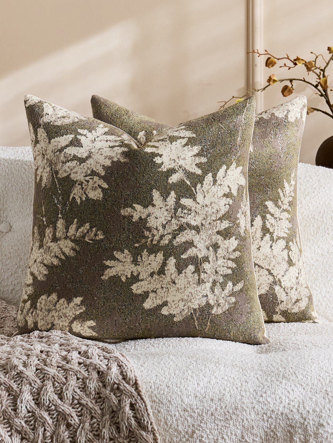 2pcs Neutral Leaf Pillow Cover - Pillow Insert 18X18 avaliação e preço