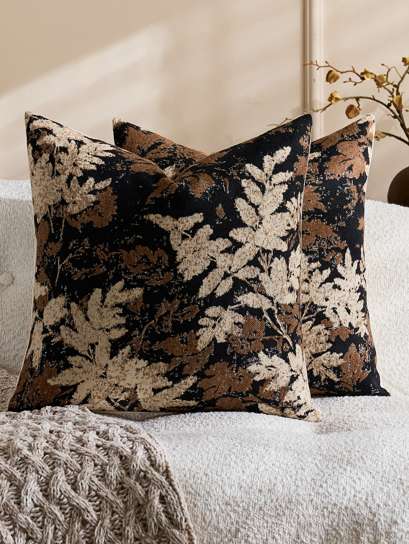 2pcs Neutral Leaf Pillow Cover - Pillow Insert 18X18 avaliação e preço