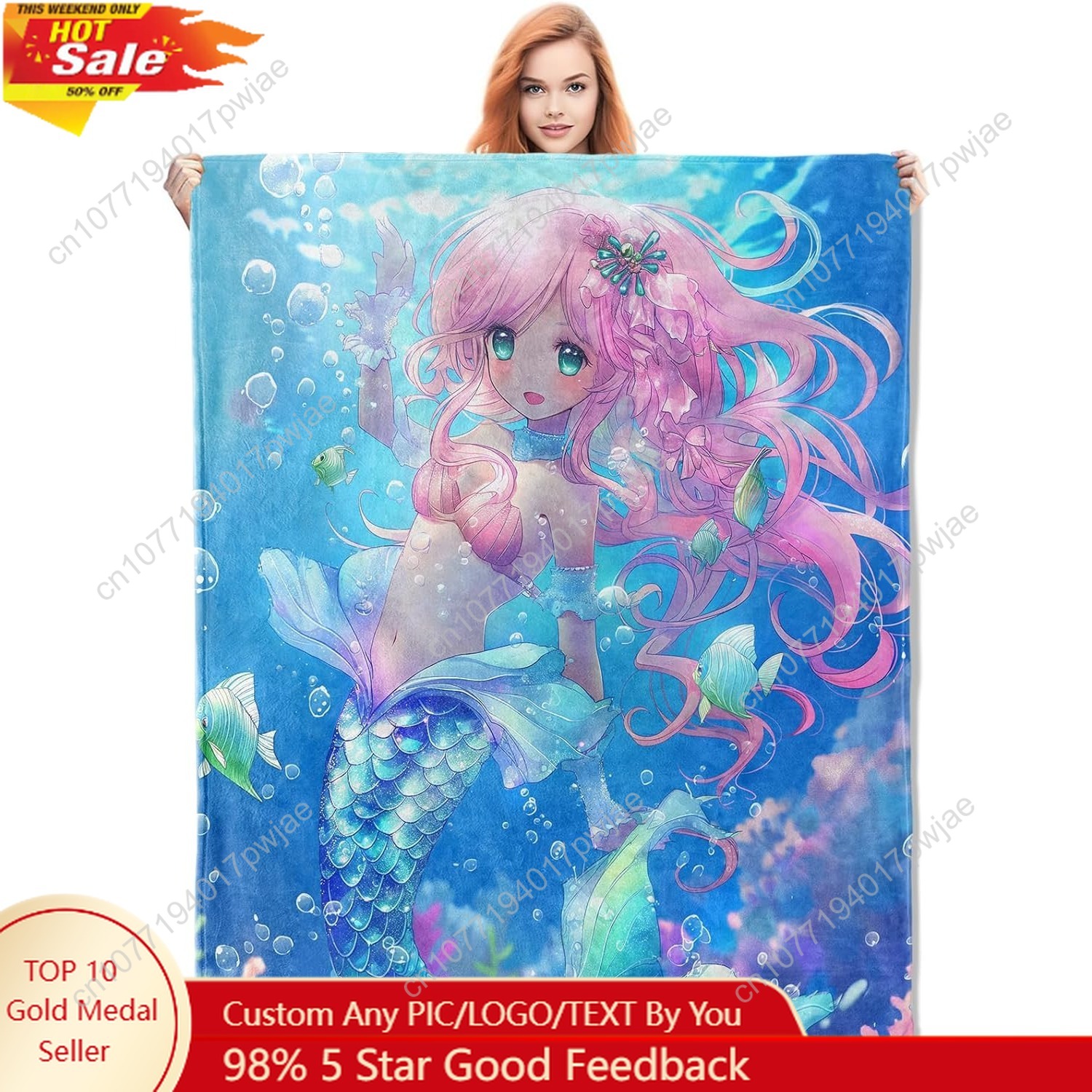 Cute Mermaid Blanket Cartoon F - Home Textiles Usa avaliação e preço