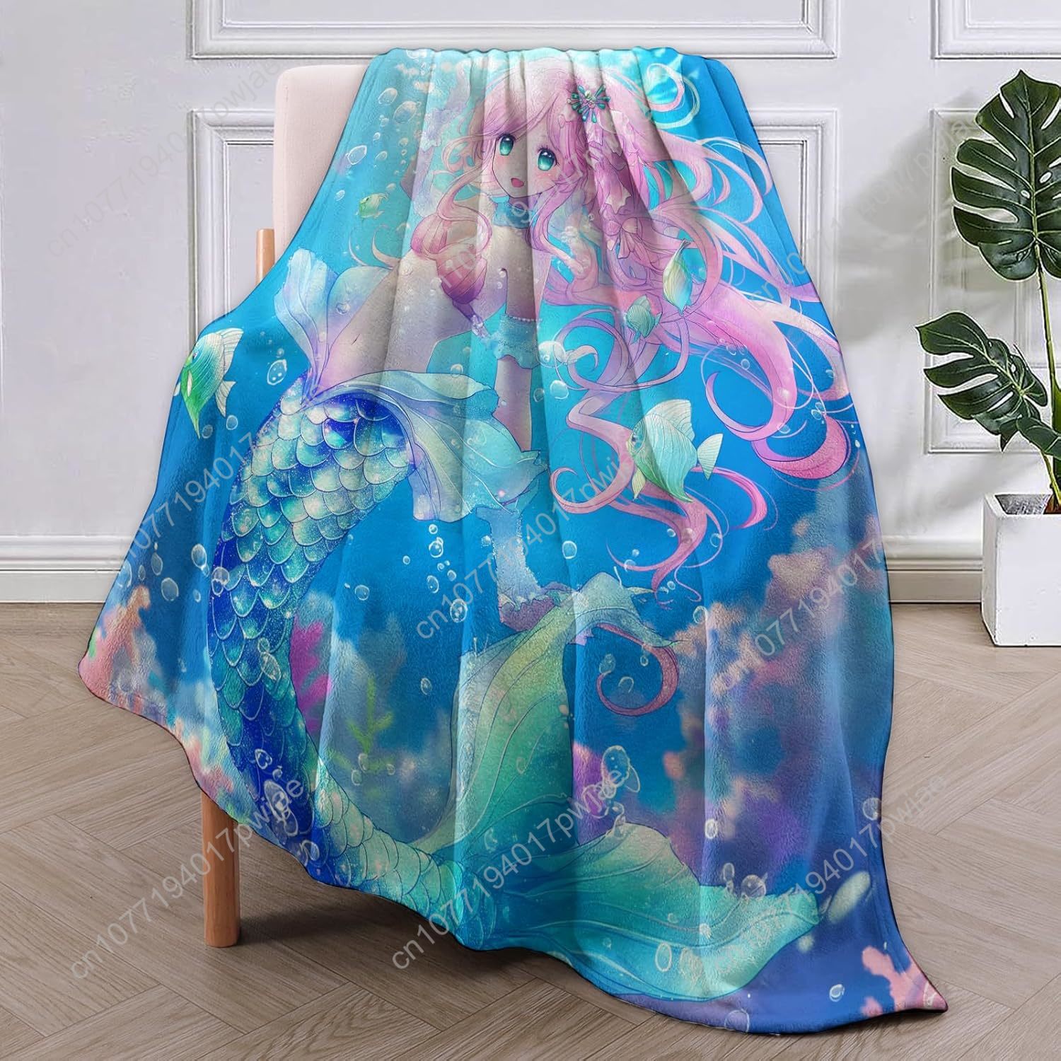 Cute Mermaid Blanket Cartoon F - Home Textiles Usa avaliação e preço