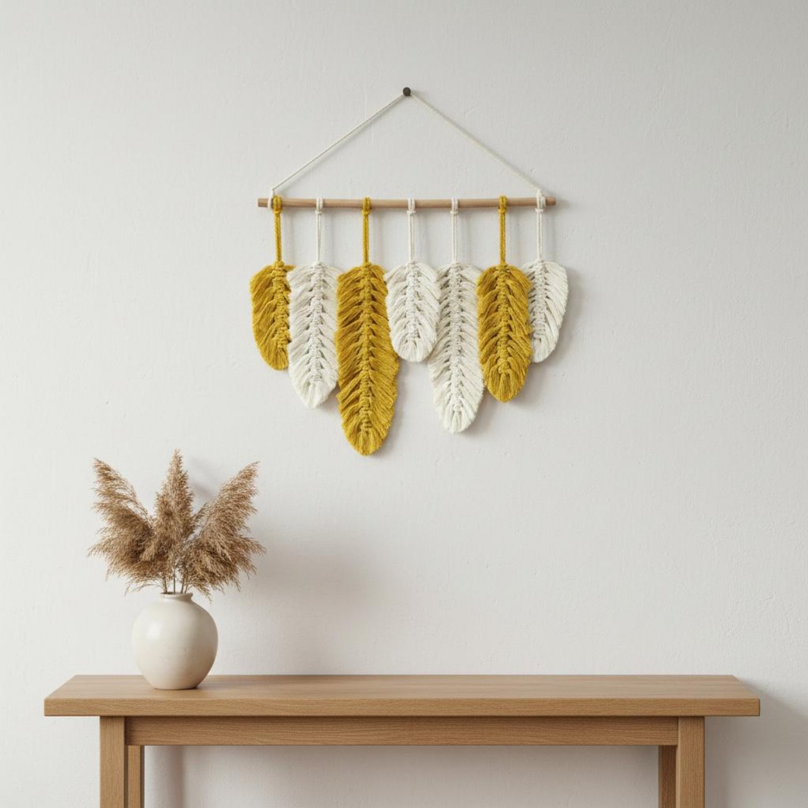 Macrame Feather Wall Hanging H - Home Textiles Usa avaliação e preço