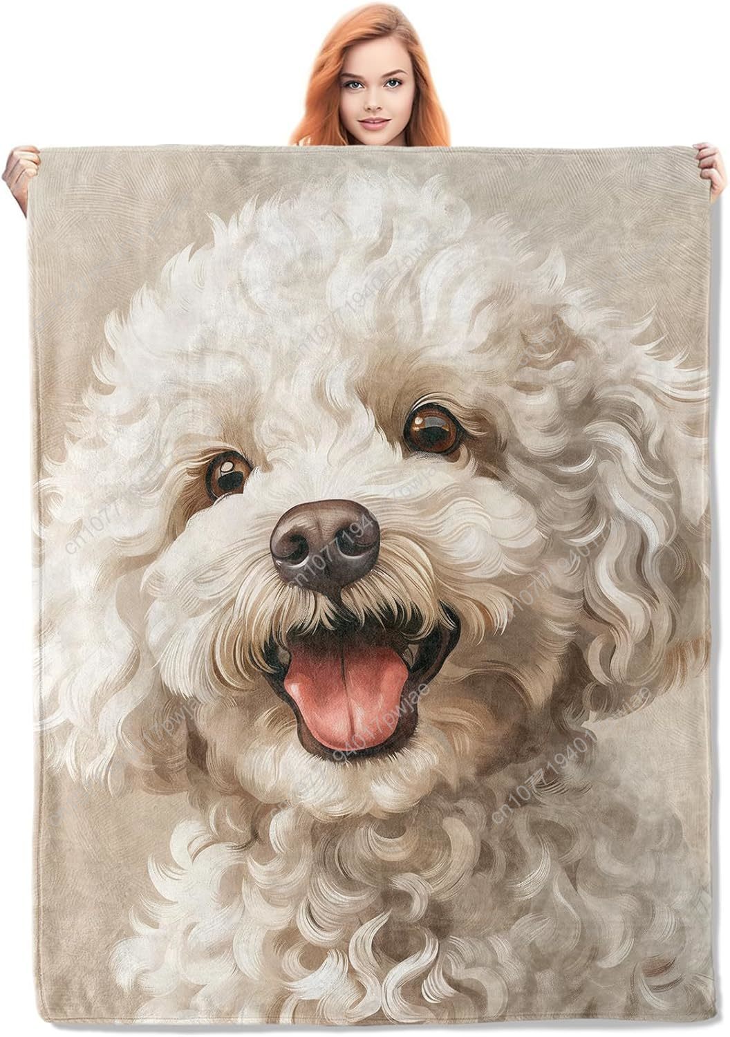 Joyful Poodle Portrait Blanket - Home Textiles Usa avaliação e preço