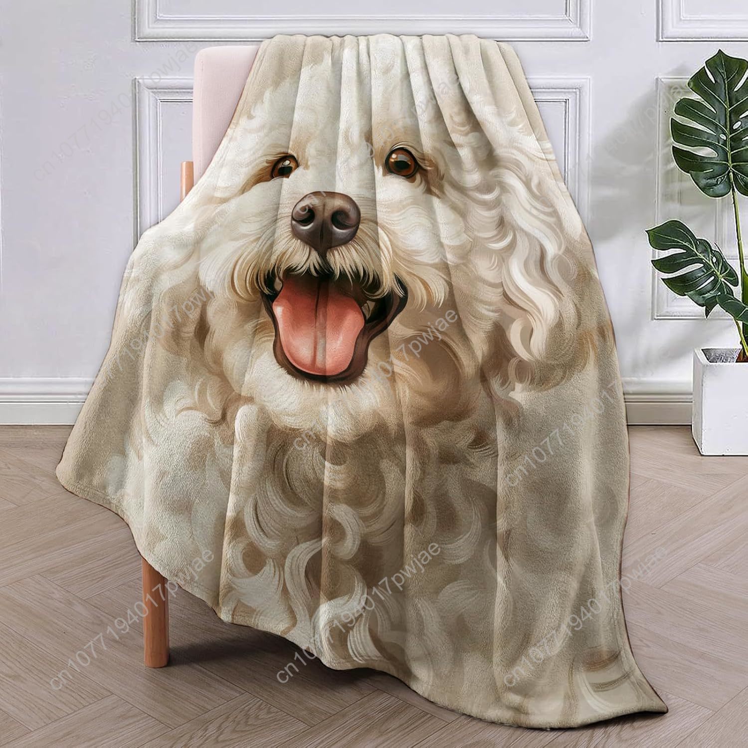 Joyful Poodle Portrait Blanket - Home Textiles Usa avaliação e preço