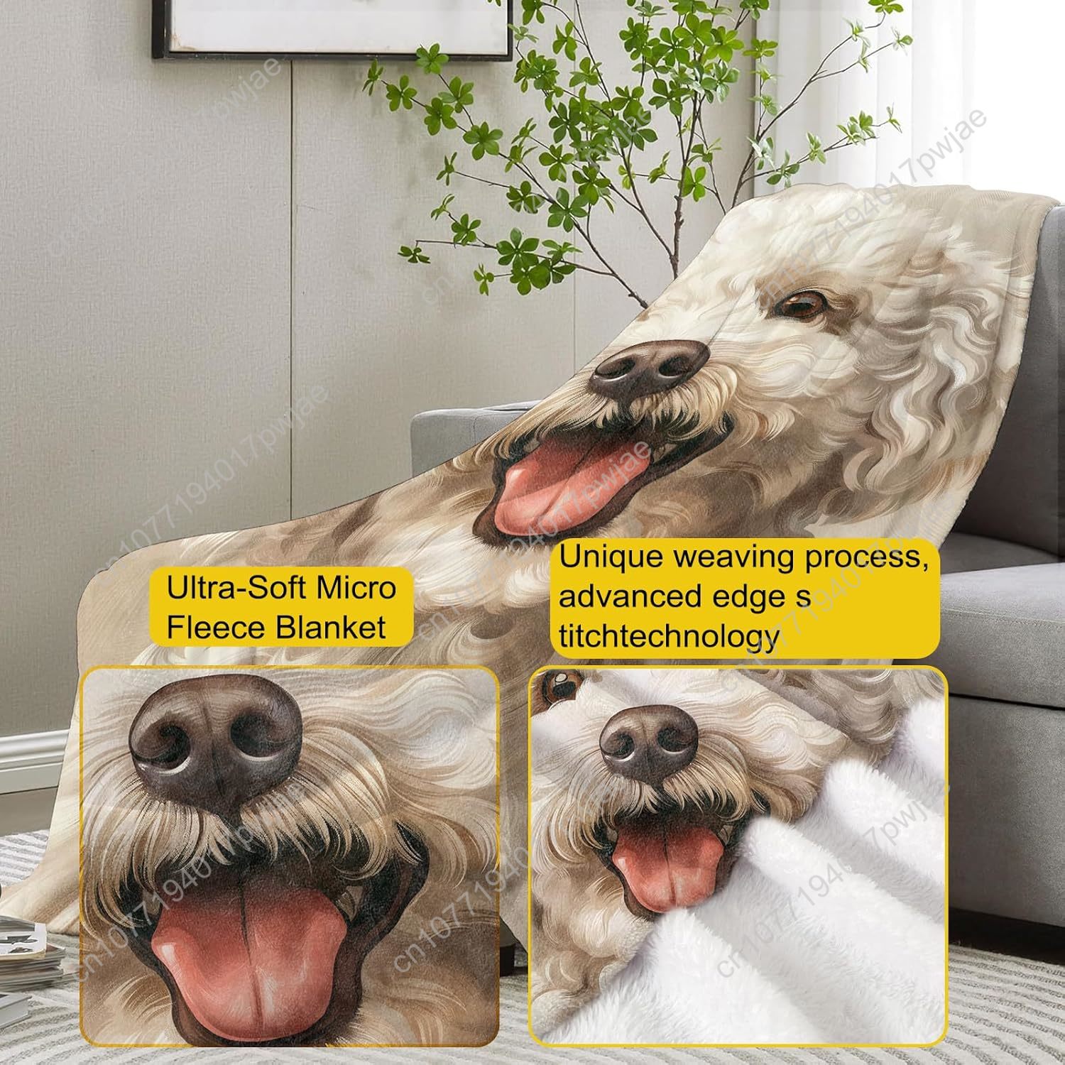 Joyful Poodle Portrait Blanket - Home Textiles Usa avaliação e preço