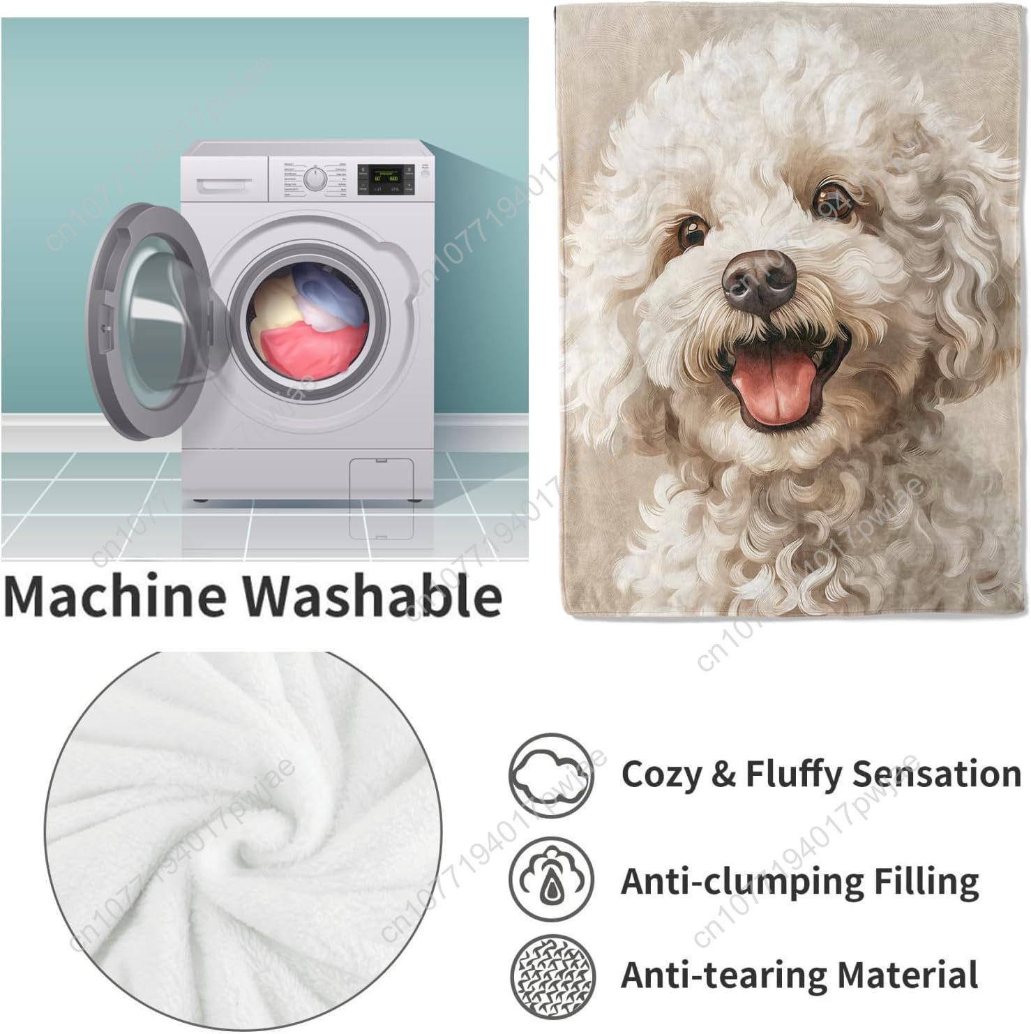 Joyful Poodle Portrait Blanket - Home Textiles Usa avaliação e preço